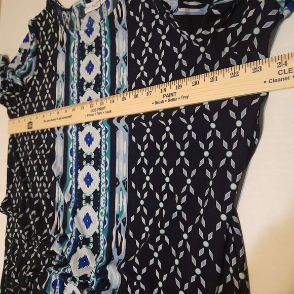 Kim Rogers Curvy dress Women's 1X mid-length Blue green black white design fall - Picture 7 of 13